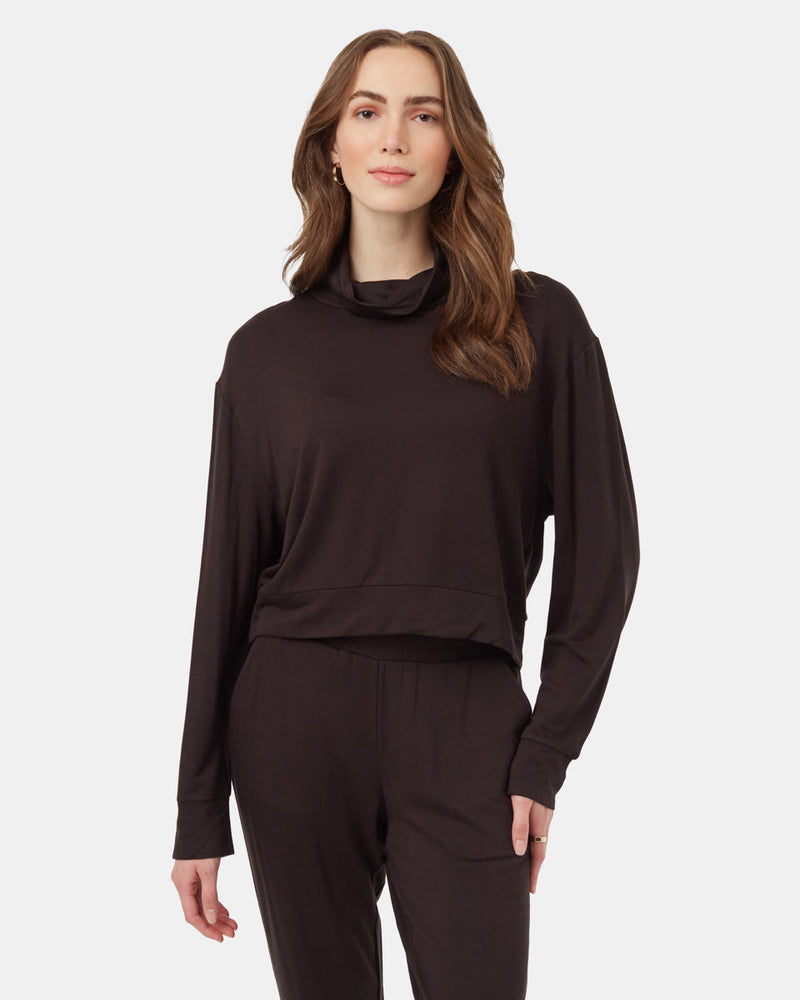 Black-Cowl-Neck-Long-Sleeve-Cropped-Top