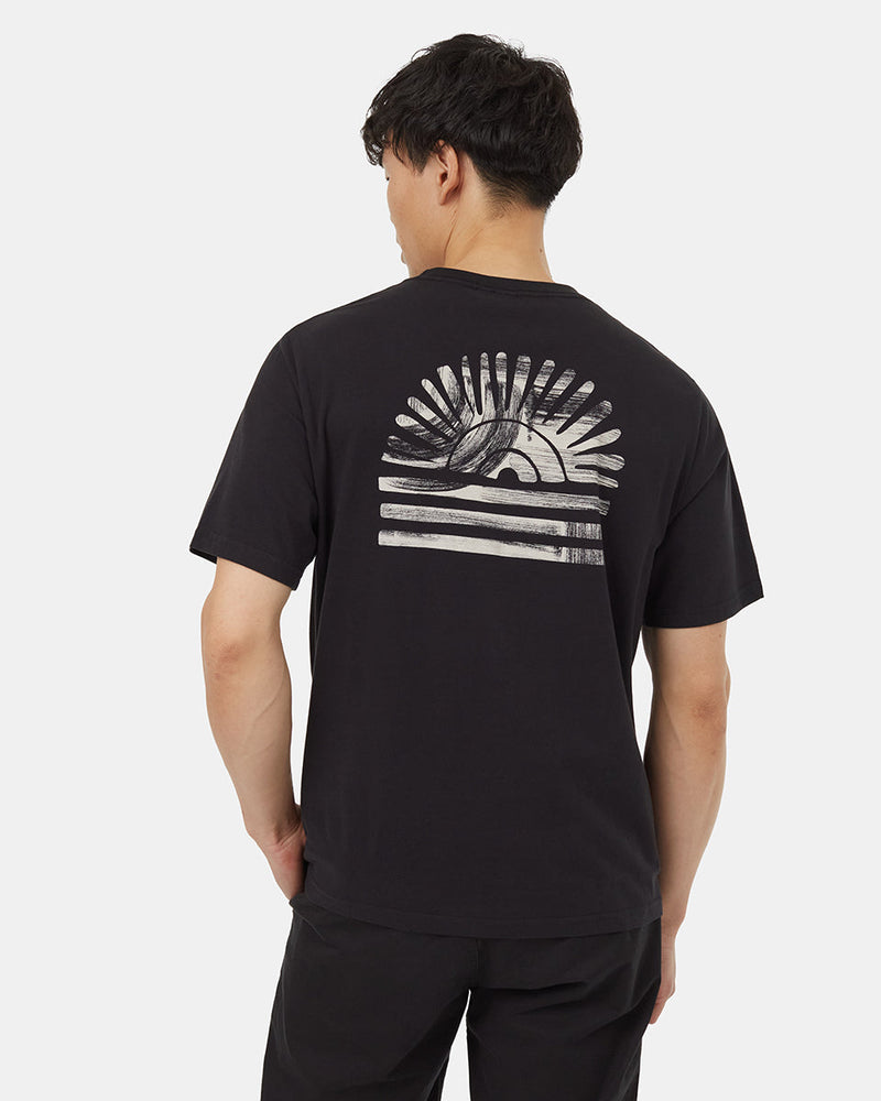 Black-Crew-Neck-Graphic-Relaxed-Shortsleeve-T-Shirt