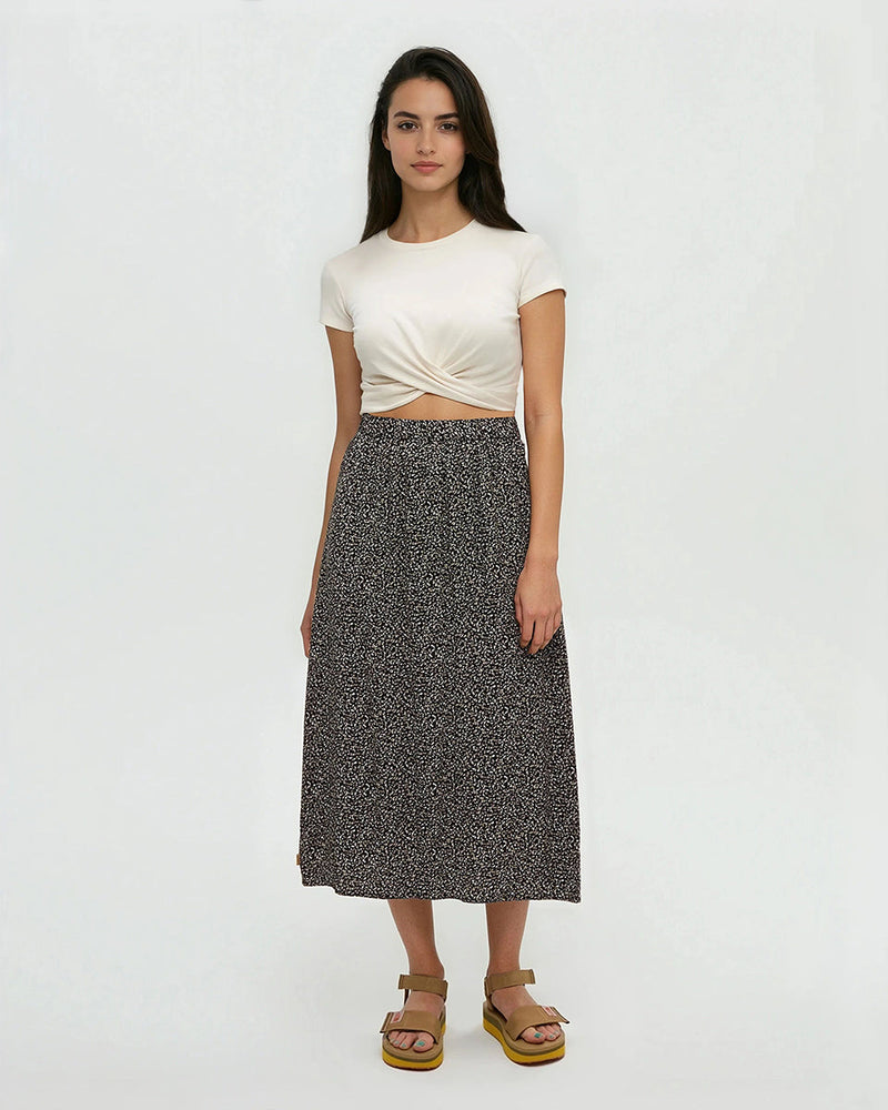 Black-EcoWovenCrepeSkirt