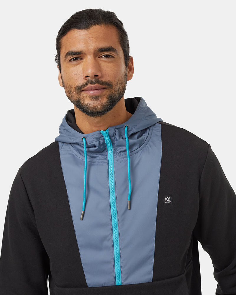 Black-Half-Zip-Regular-Fit-Fleece-Hoodie