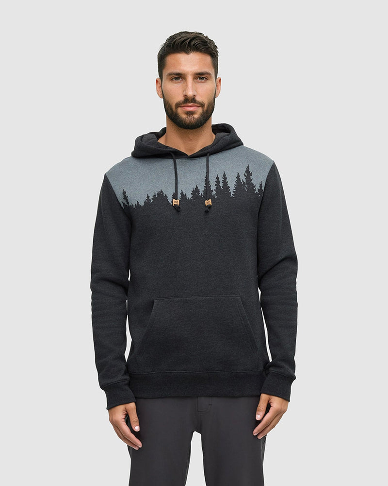 Black-Heather-Fleece-Regular-Fit-Hoodie *Model is 6'1.5", wearing size M