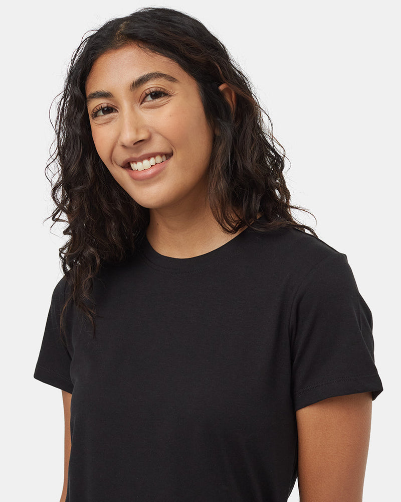 Black-Knee-Length-Crew-Neck-Shortsleeve-Wrap-Dress