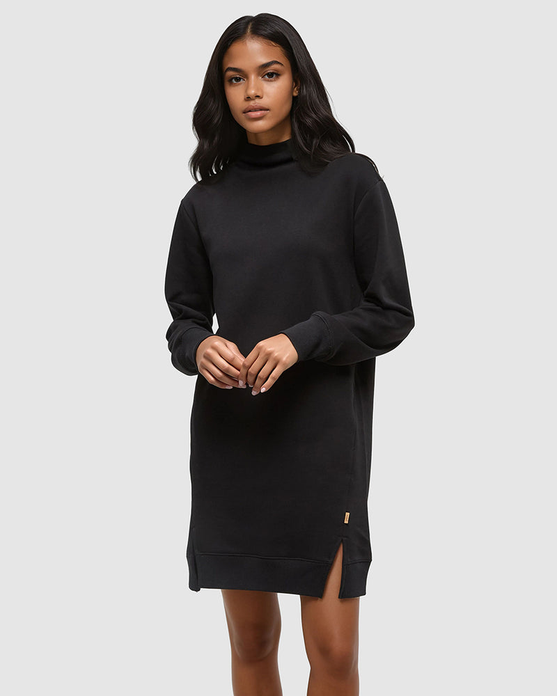 Black-Mock-Neck-Sweater-Dress