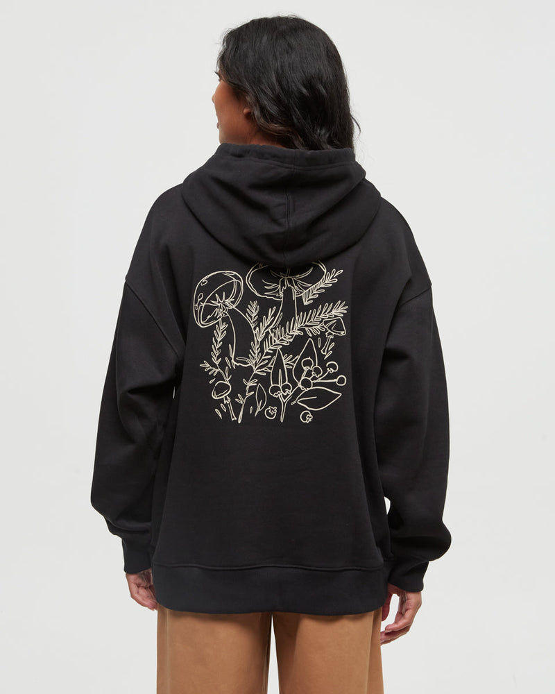 Black-Oversize-Printed-Graphic-Logo-Hoodie *Model is 5'8", wearing size S