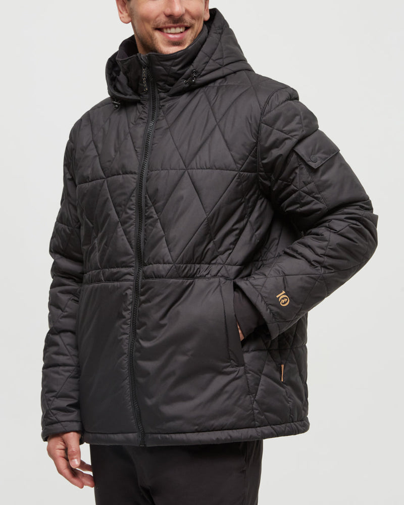 Black-Relax-Fit-Insulated-Hooded-Jacket