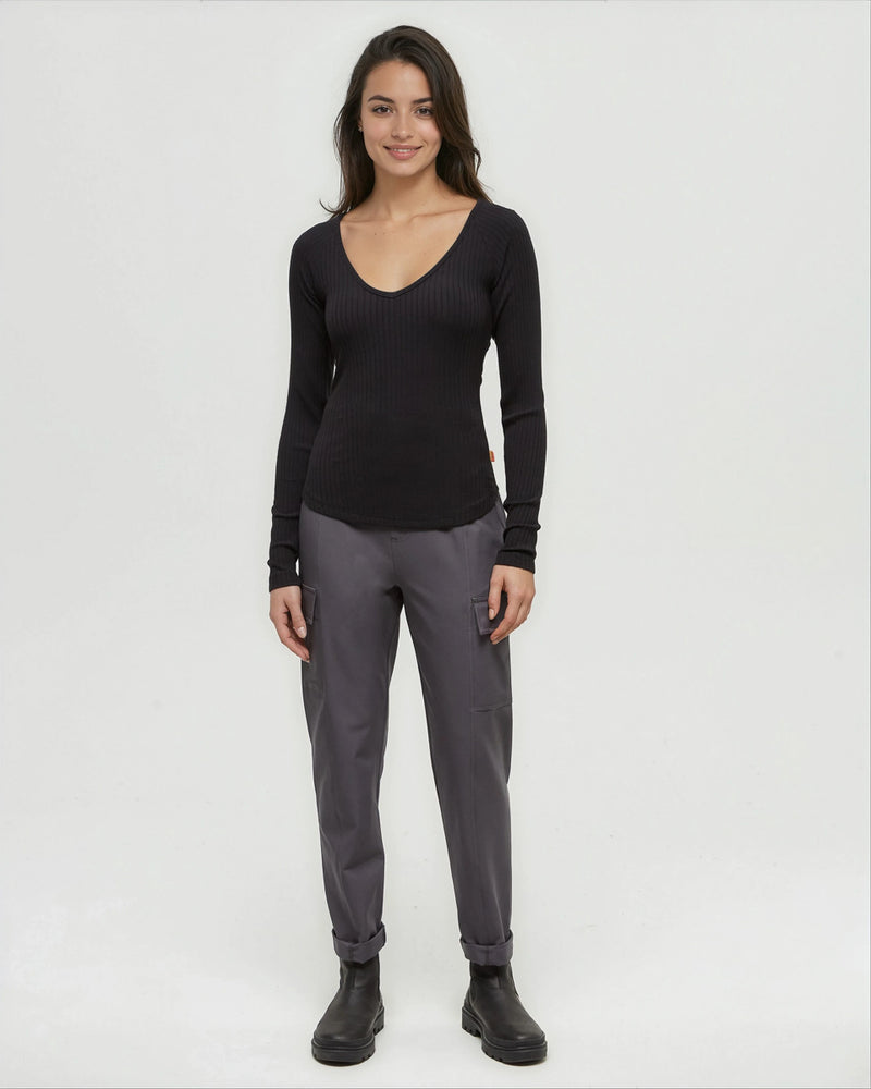 Black-Slim-Ribbed-Edge-Longsleeve-Shirt