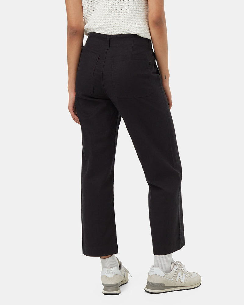 Black-Womens-Hemp-High-Rise-Trousers