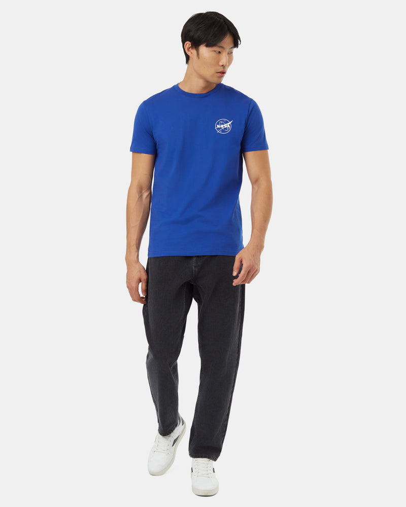 Blue-Crew-Neck-Graphic-Shortsleeve-T-Shirt