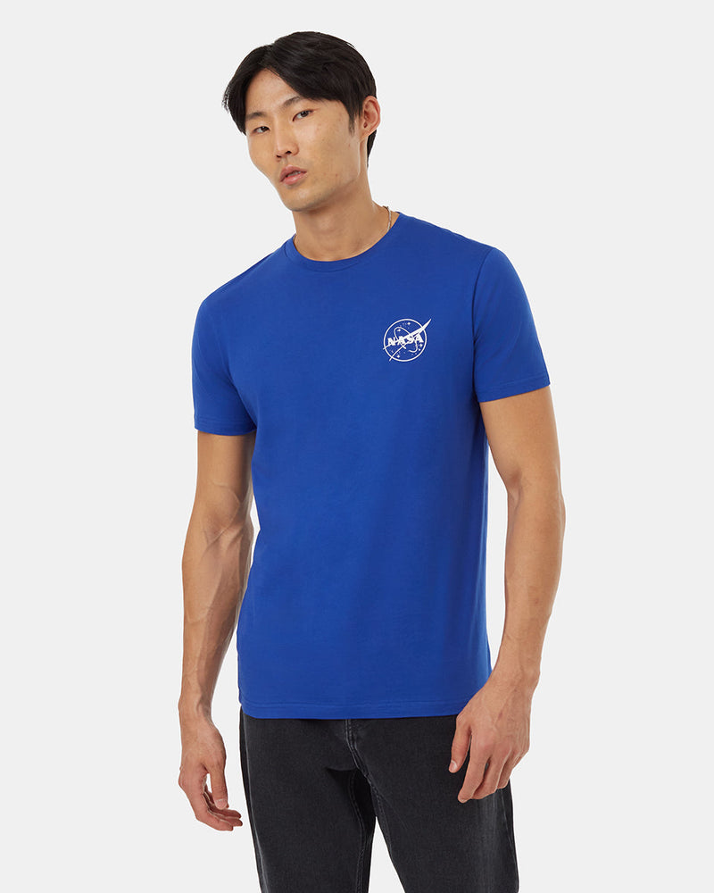 Blue-Crew-Neck-Graphic-Shortsleeve-T-Shirt