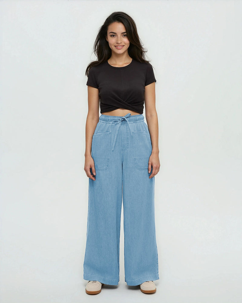 Blue-High-Rise-Denim-Wide-Leg-Pant