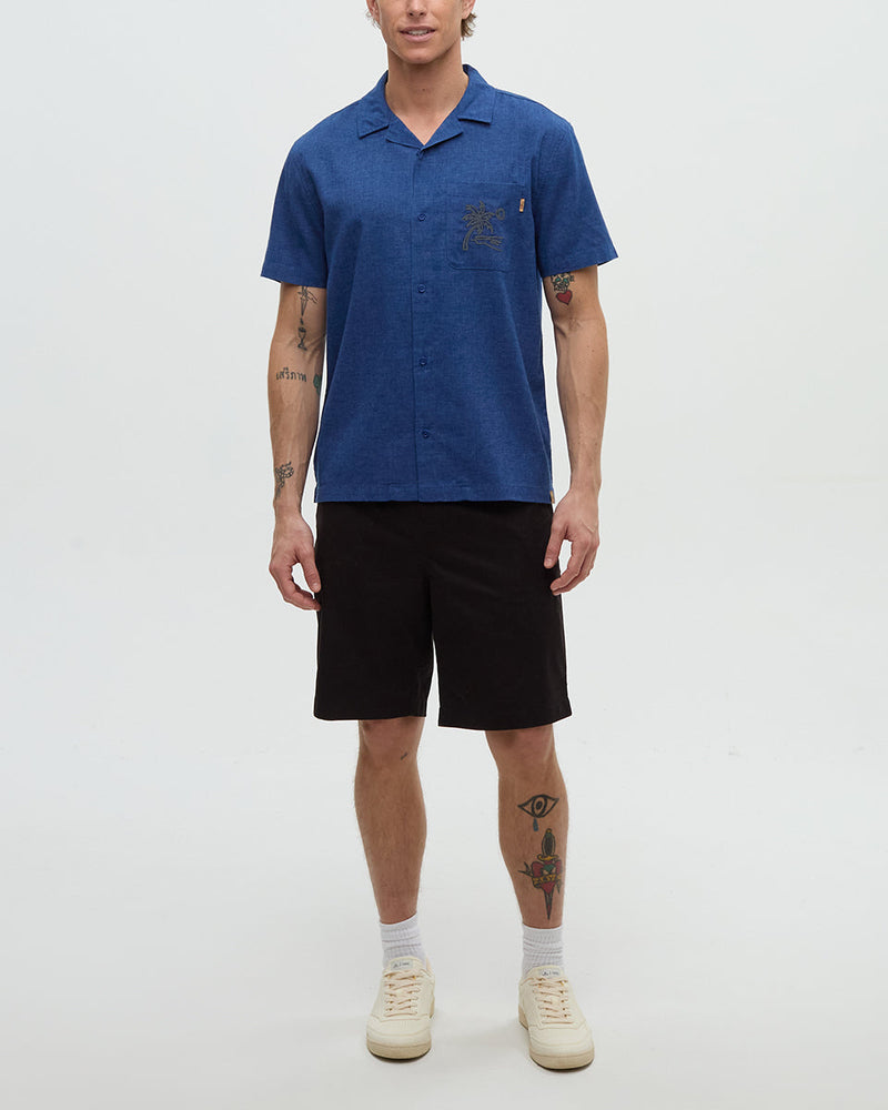 Blue-Shortsleeve-Button-Up-Pocket-Shirt