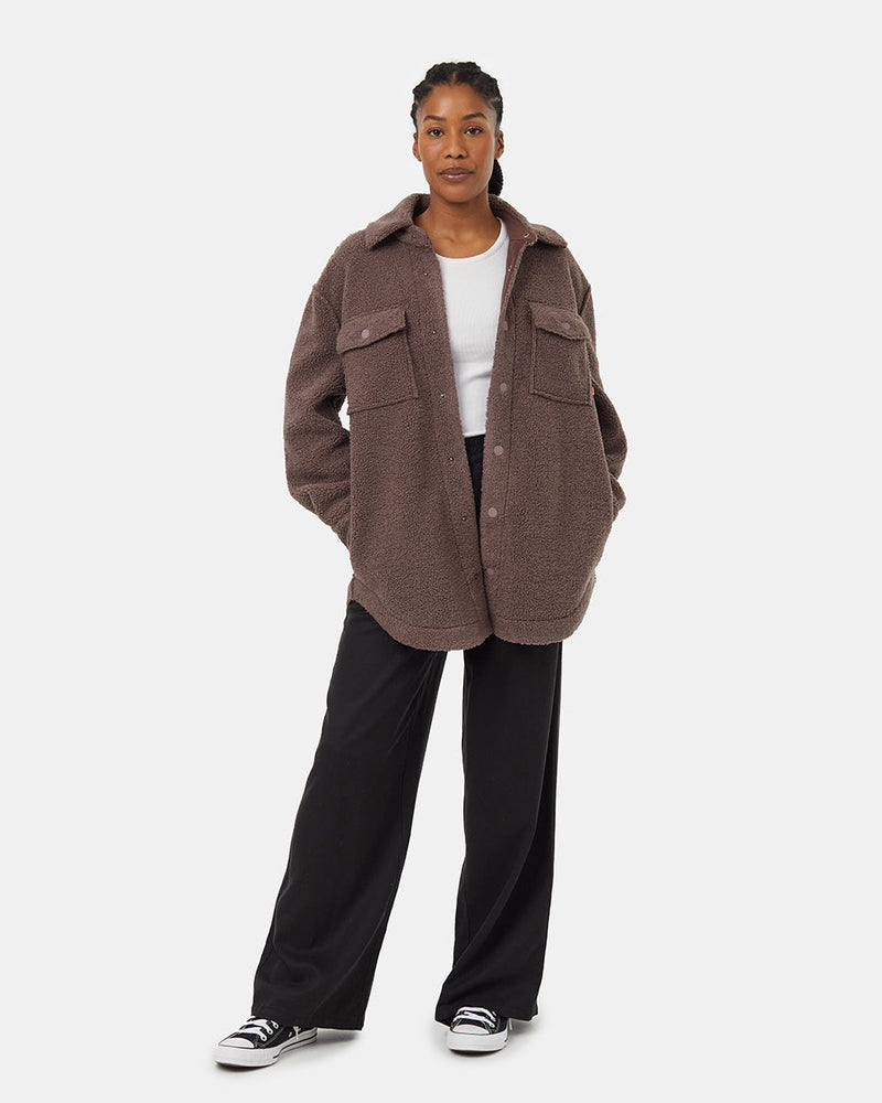 Brown-Boucle-Oversized-Fit-Fleece-Jacket