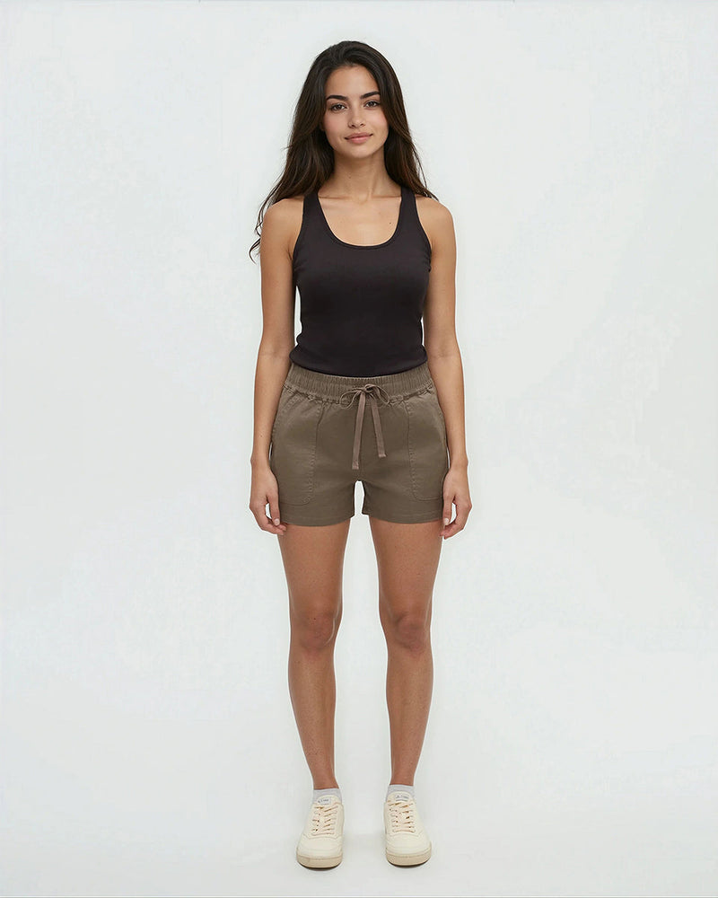 Brown-Hemp-Woven-Regular-Fit-Pull-on-Short