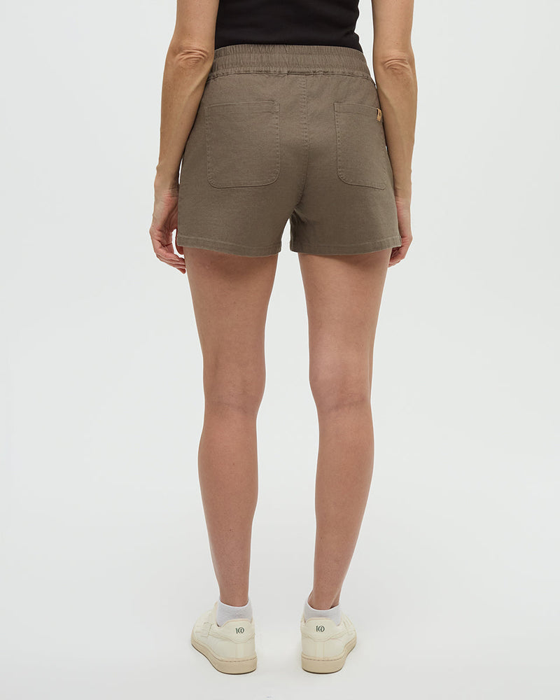 Brown-Hemp-Woven-Regular-Fit-Pull-on-Short