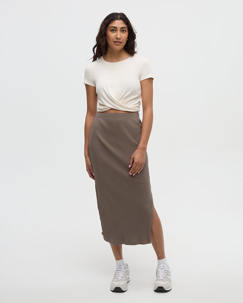 Brown-Knit-Rib-Skirt