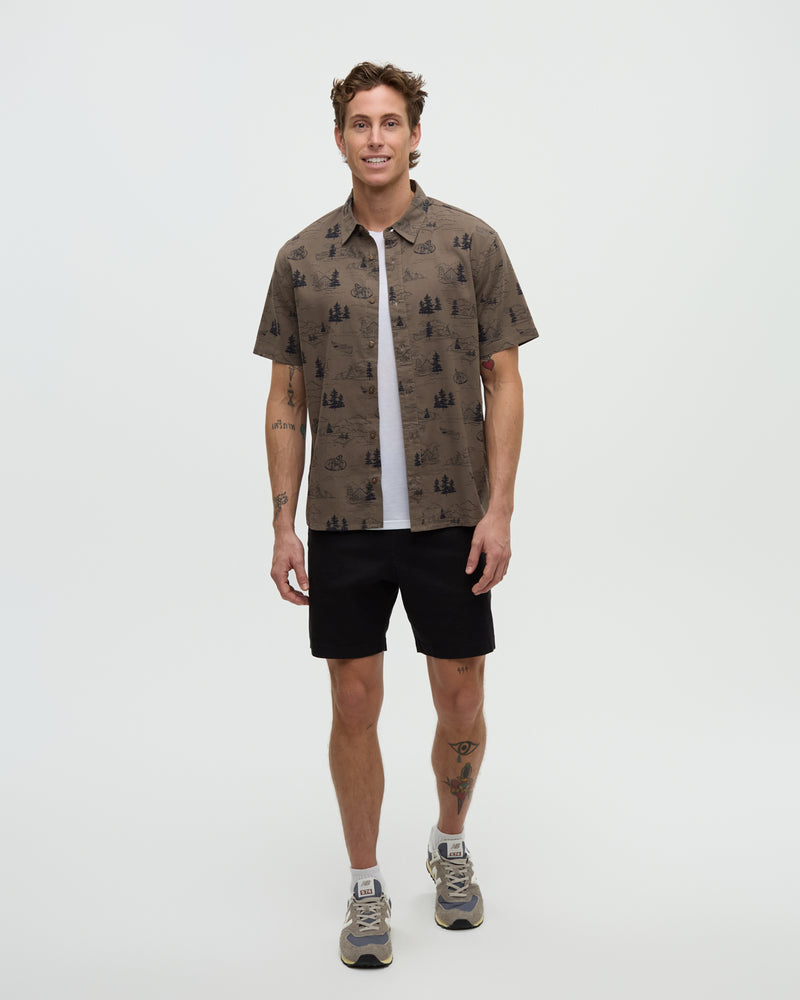 Brown-Relax-Shortsleeve-Graphic-Button-Up