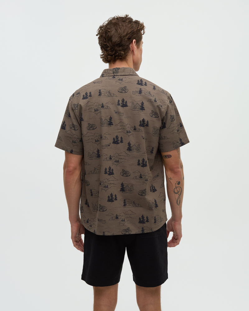 Brown-Relax-Shortsleeve-Graphic-Button-Up