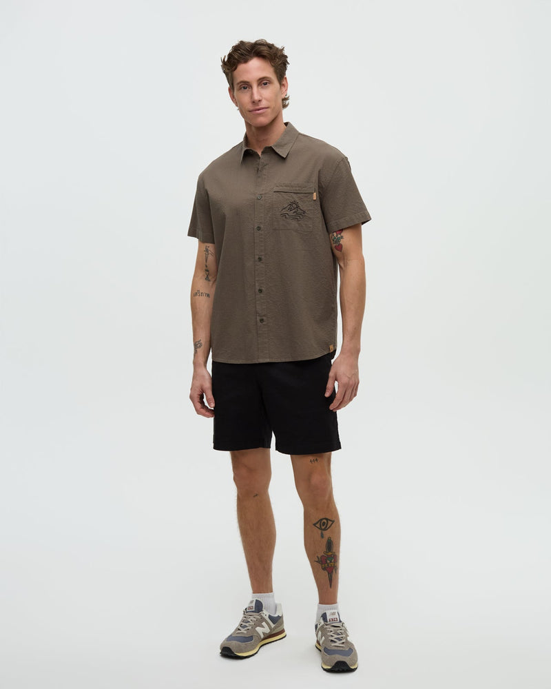 Brown-Shortsleeve-Button-Up-Pocket-Shirt
