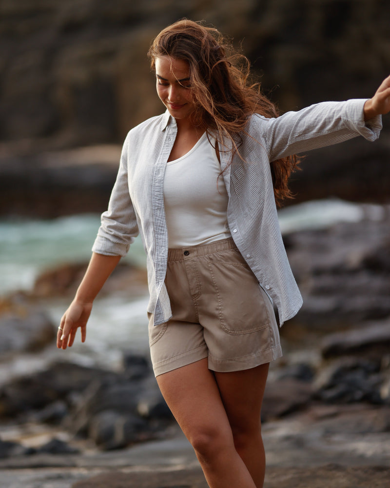 Brown-Tencel-Lightweight-Shorts