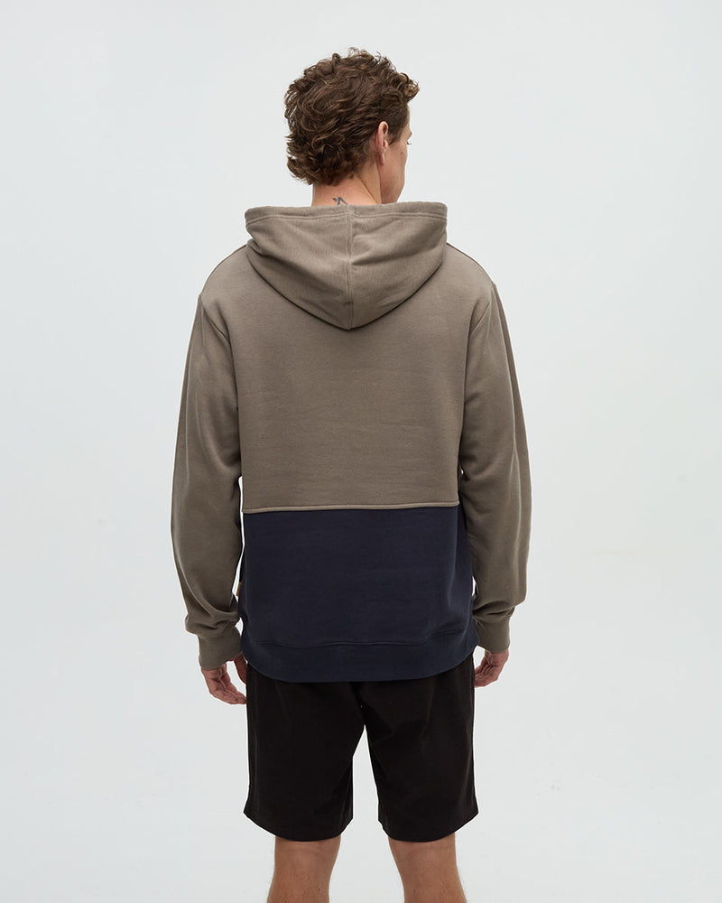 Brown-TreeFleece-Relax-Fit-Color-Block-Hoodie