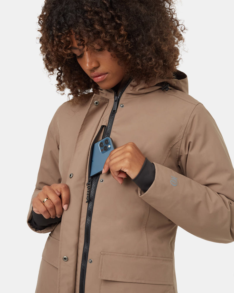 Brown-Water-Repellent-Hooded-Long-Parka