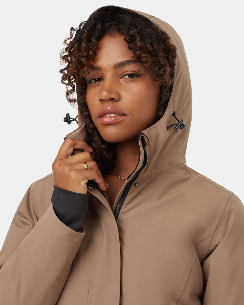 Brown-Water-Repellent-Hooded-Long-Parka