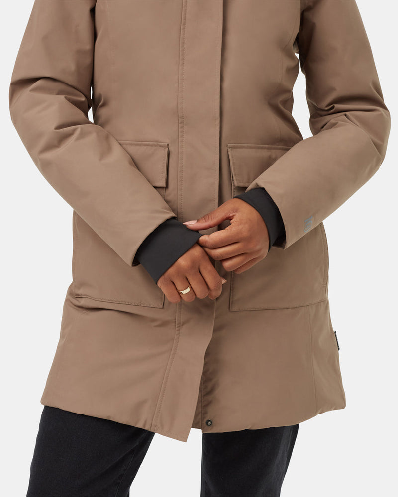 Brown-Water-Repellent-Hooded-Long-Parka