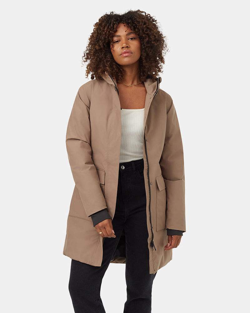 Brown-Water-Repellent-Hooded-Long-Parka