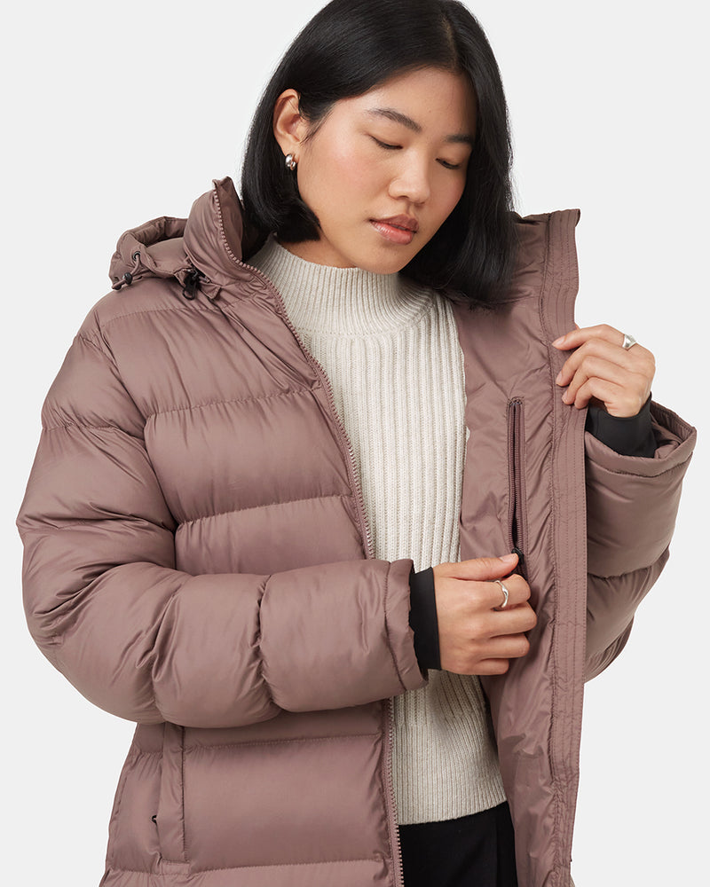 Brown-Womens-LongPufferJacket
