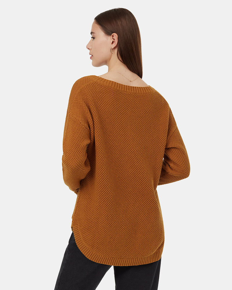 Brown-Womens-Organic-Cotton-Knit-Sweater