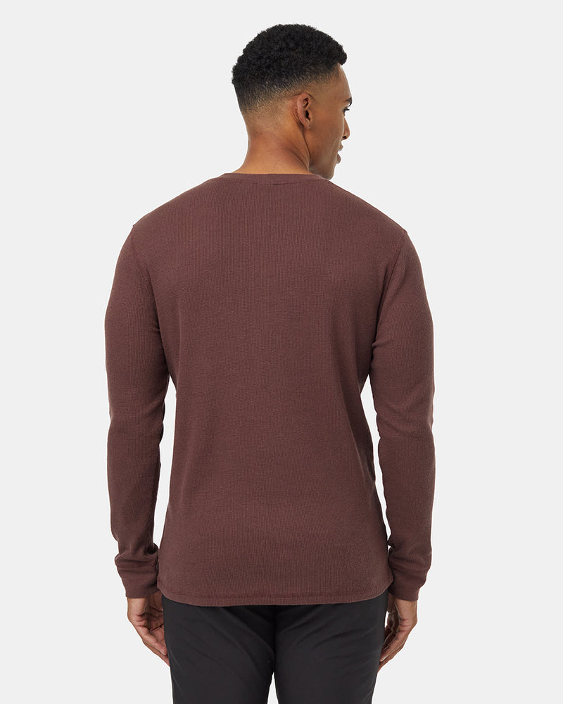 Burgundy-Mens-Button-Waffle-Knit-Longsleeve-Shirt