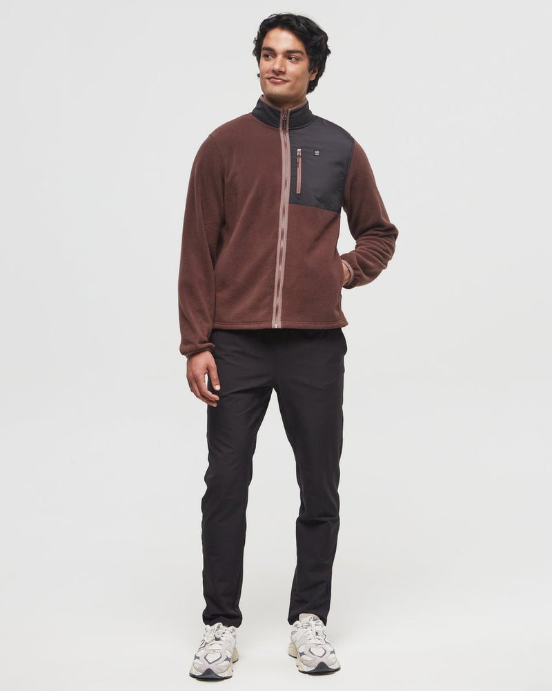 Burgundy-Mock-Neck-Color-Block-Fleece-Zip-Up