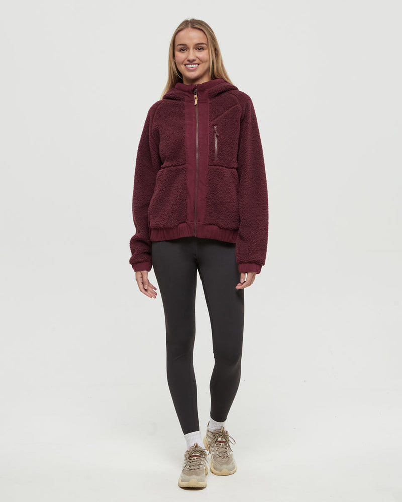Burgundy-Relax-Bonded-Sherpa-Fleece-Zip-Jacket