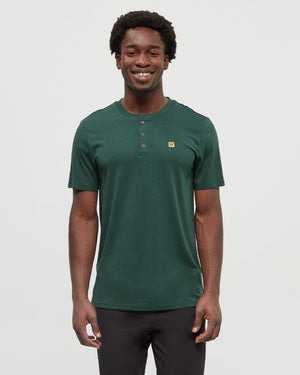 Green-Basic-Shortsleeve-Button-T-Shirt *Model is 6'1", wearing size M
