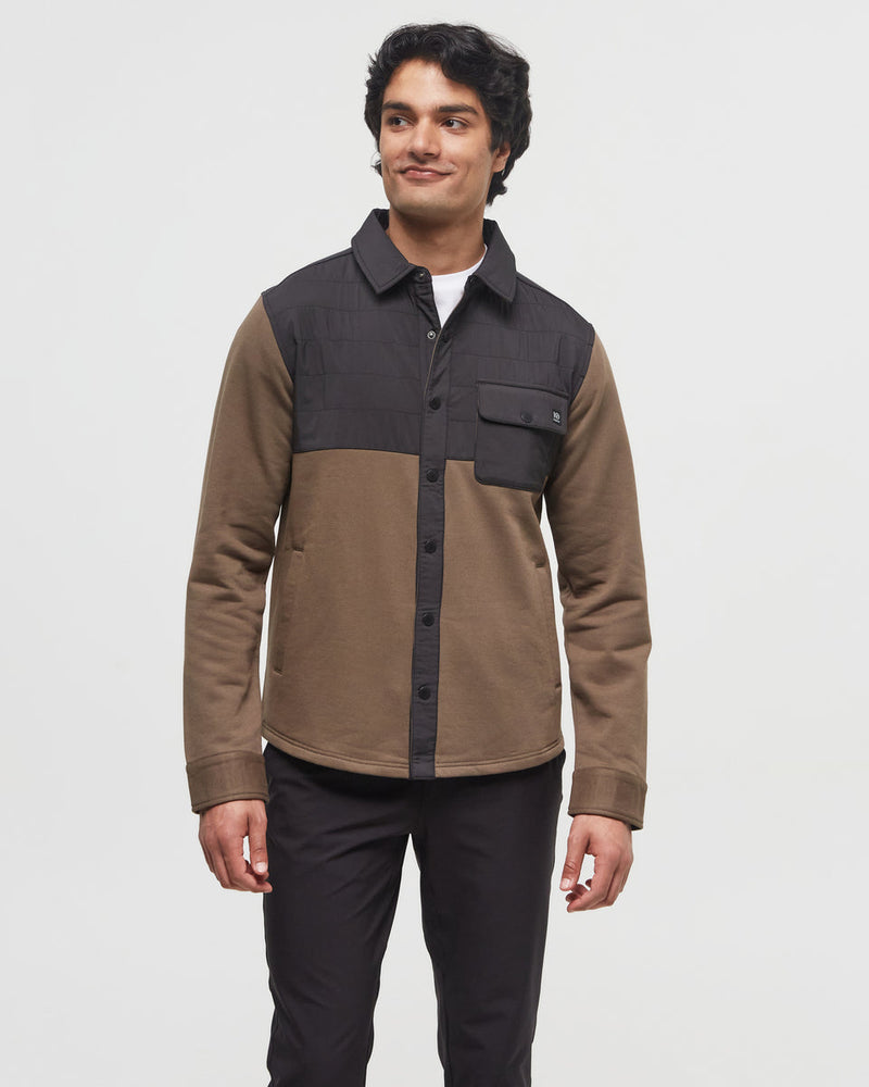 Green-Color-Block-Fleece-Shirt-Jacket