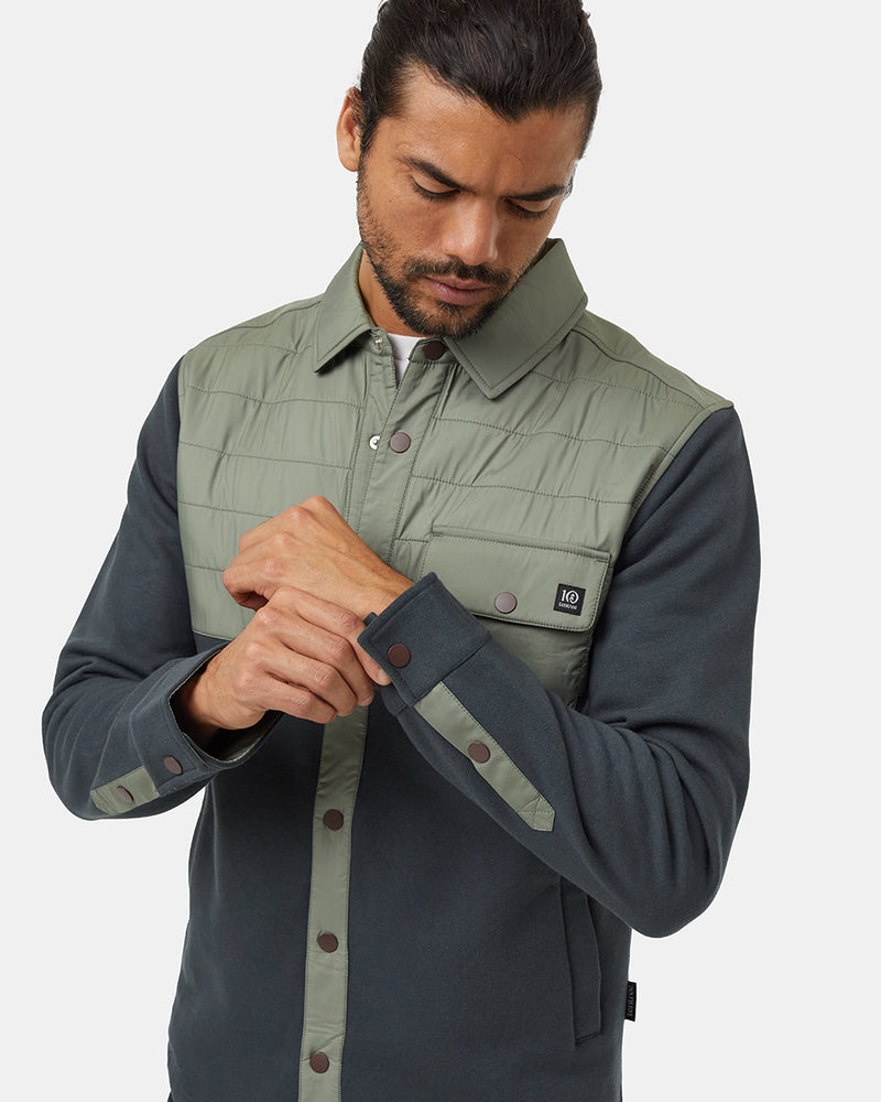Green-Color-Block-Fleece-Shirt-Jacket