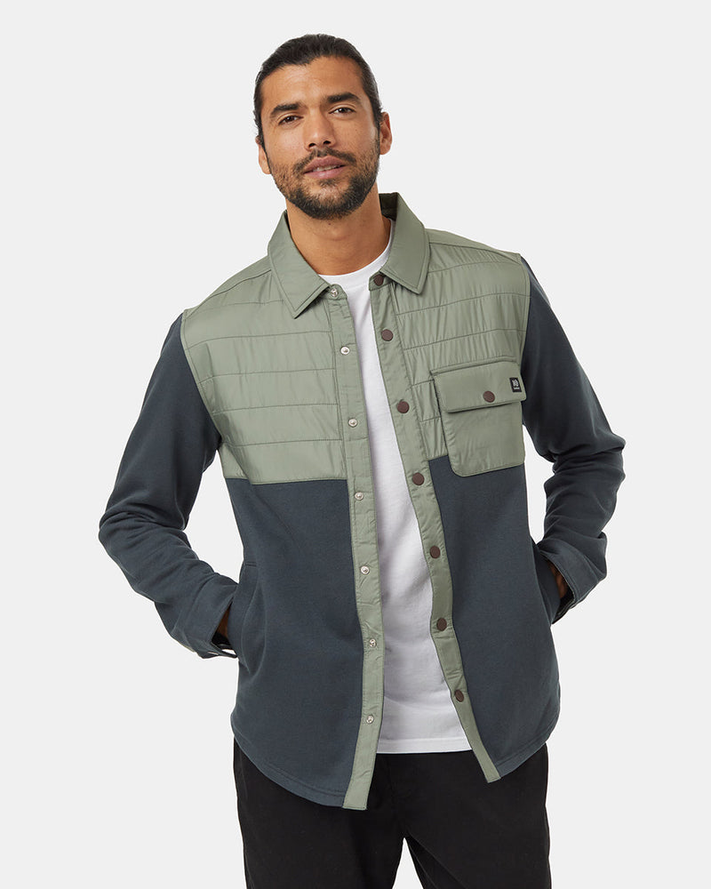 Green-Color-Block-Fleece-Shirt-Jacket