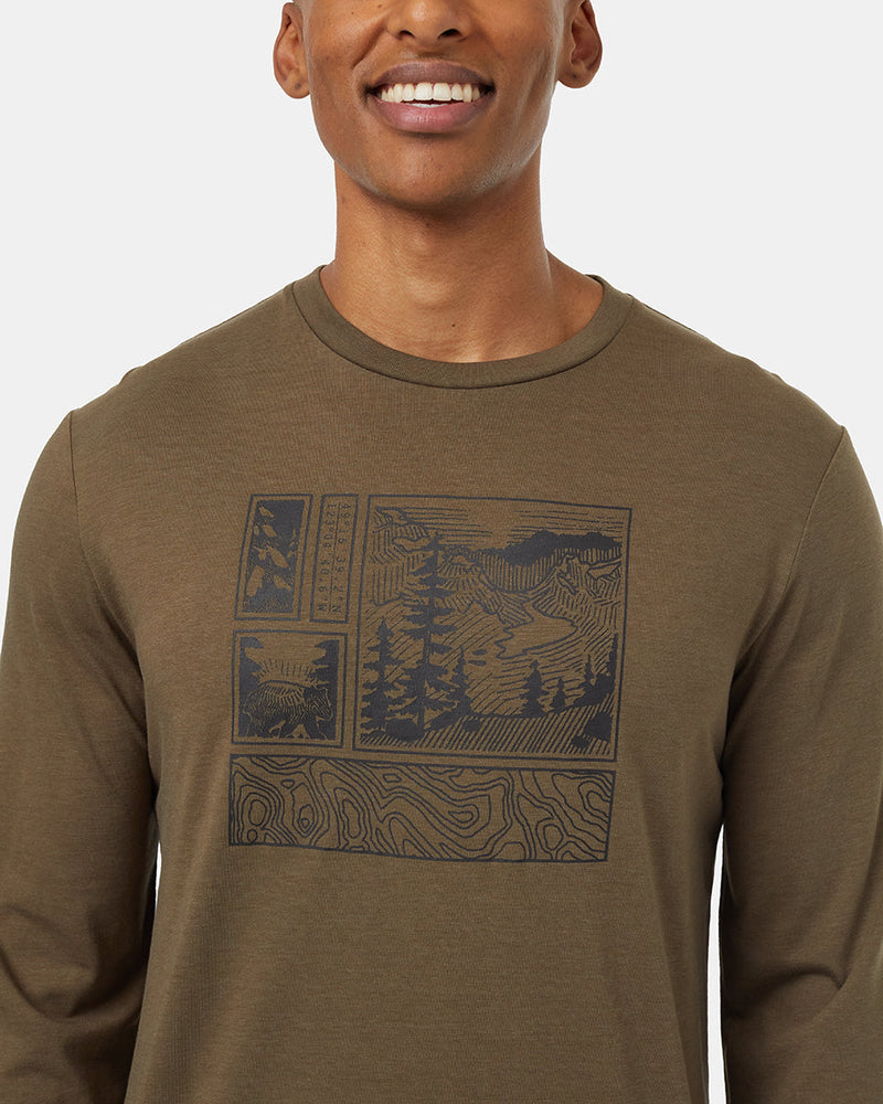 Green-Crew-Neck-Graphic-Longsleeve-T-Shirt