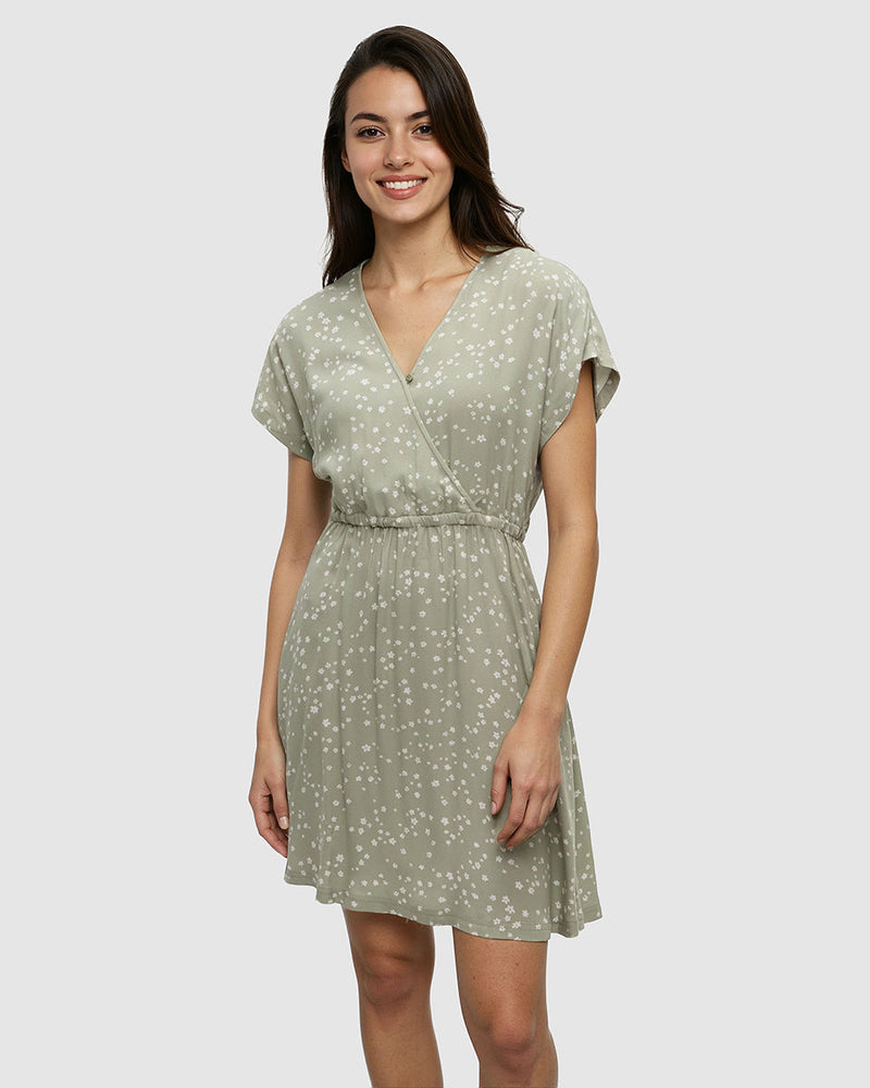 Green-EcoWoven-Crepe-Wrap-Front-Dress