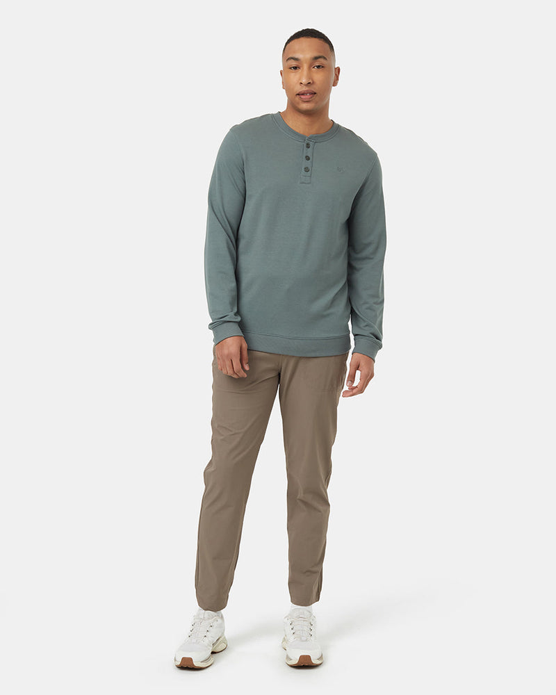 Green-Embroidered-Logo-Henley-Crew-Sweatshirt