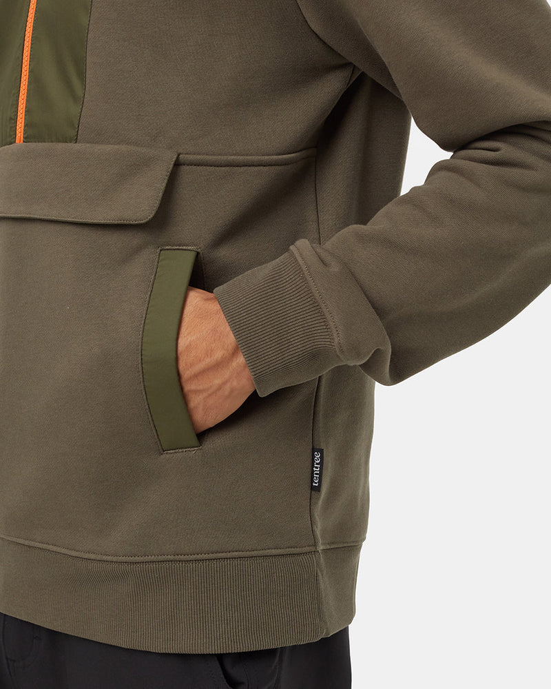 Green-Half-Zip-Regular-Fit-Fleece-Hoodie