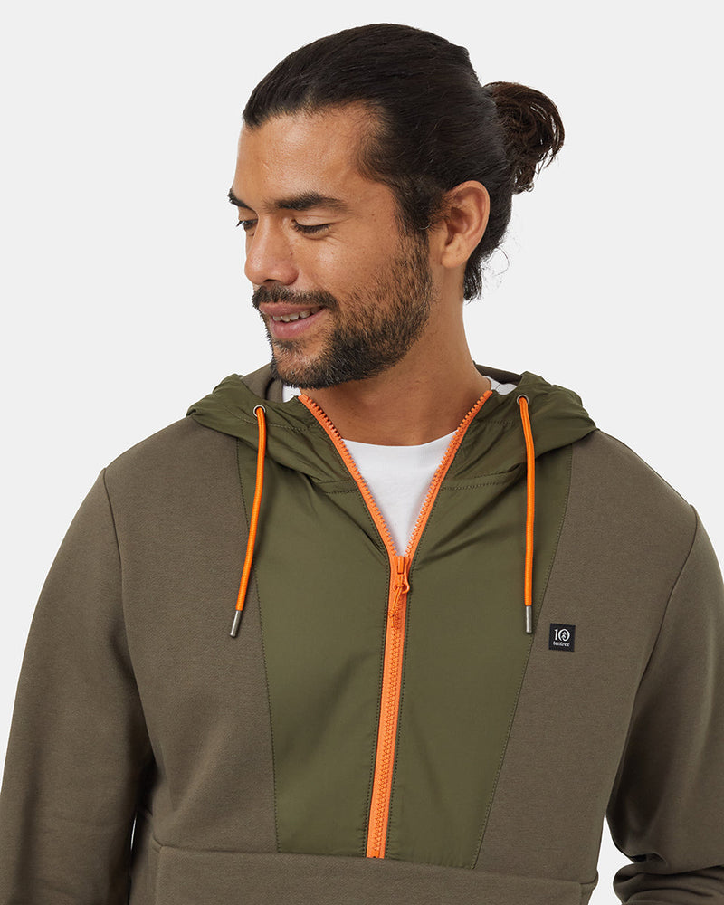 Green-Half-Zip-Regular-Fit-Fleece-Hoodie