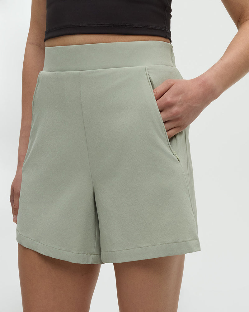 Green-Repreve-Woven-Pull-On-Short