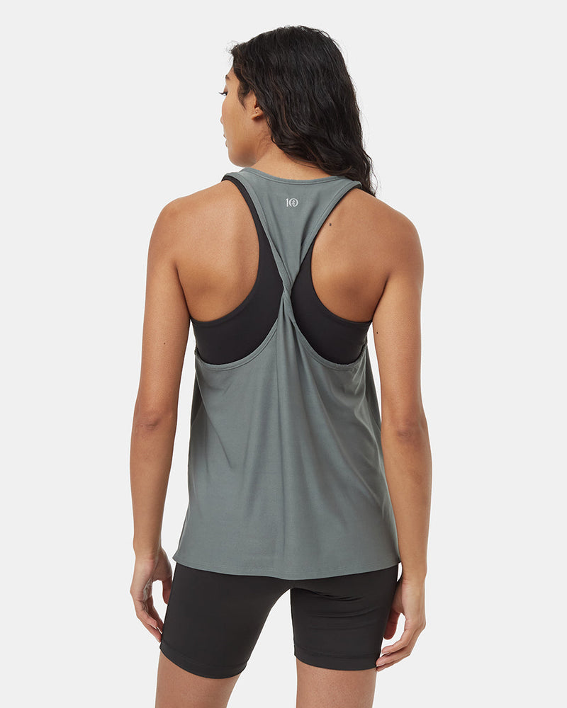 Green-Scoop-Neck-Double-Strap-Quick-dry-Tank-Top