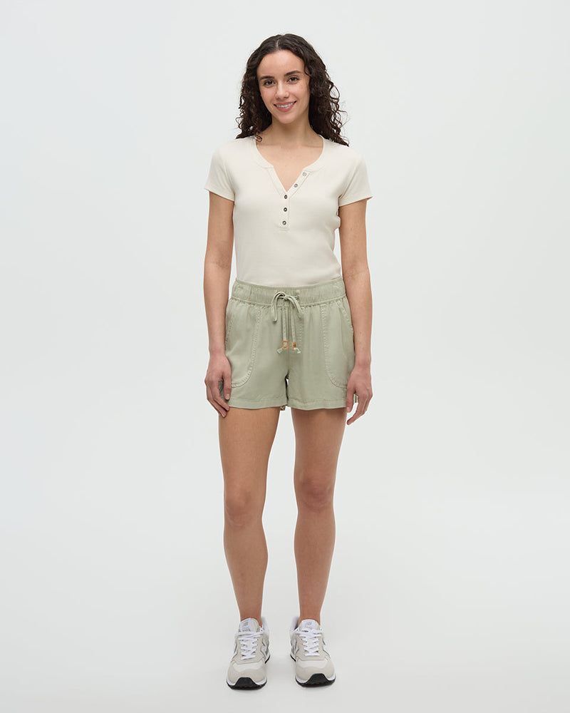 Green-Tencel-Twill-Mid-Rise-Pull-On-Short