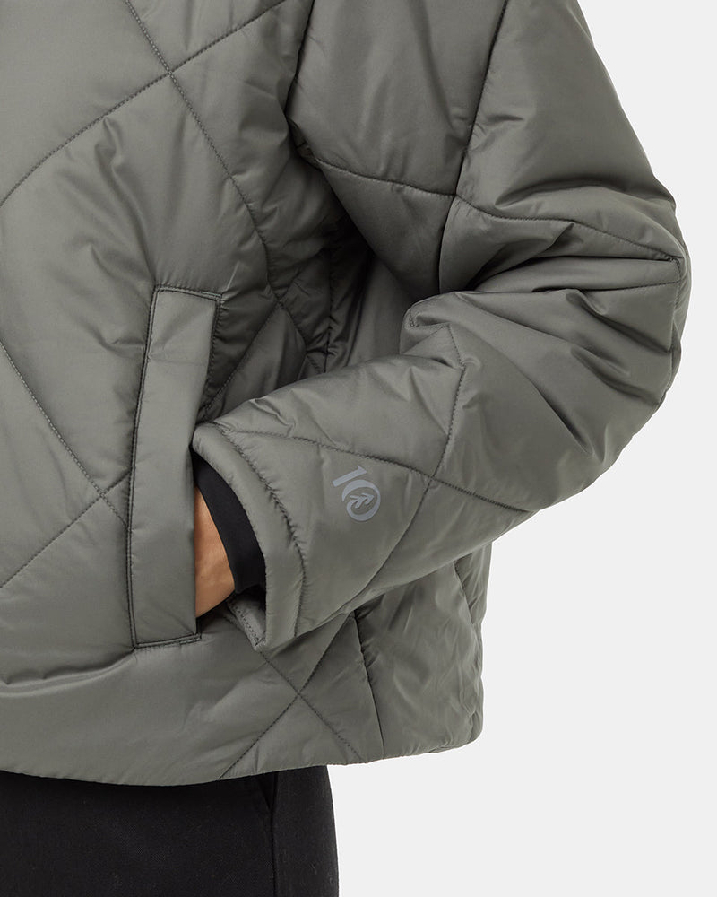 Green-Water-Repellent-Quilted-Mock-Neck-Puffer-Jacket
