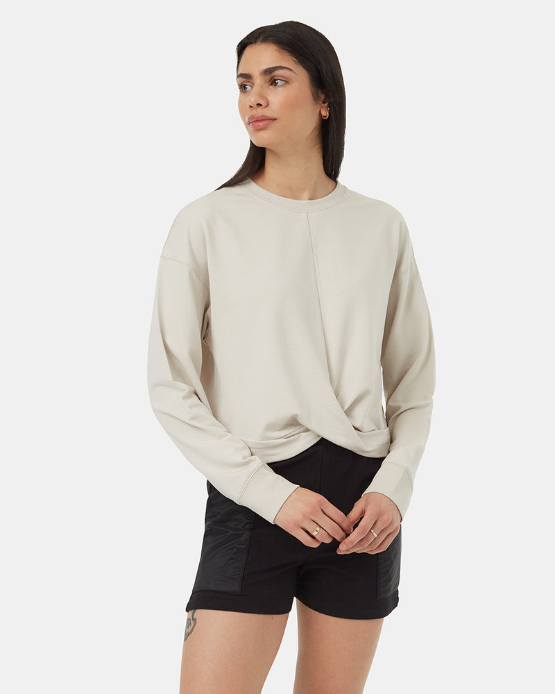 Grey-Ribbed-Crew-Neck-Twisted-Front-Sweatshirt