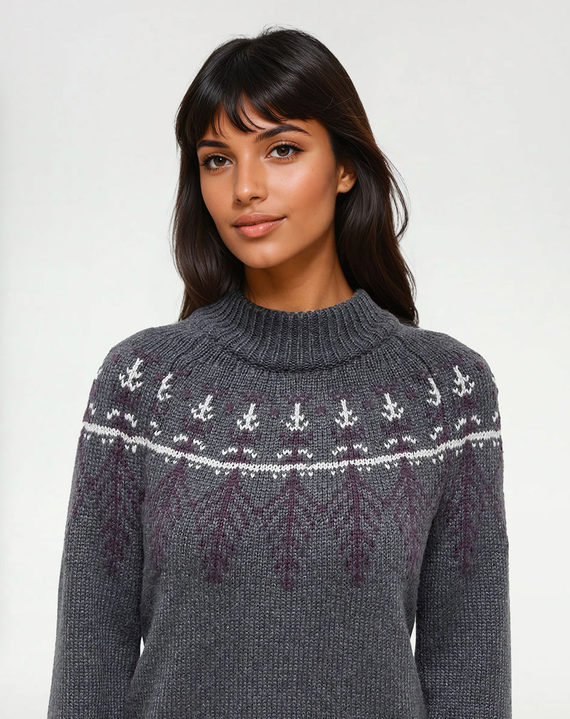 Grey-Womens-Graphic-Knit-Wool-Jumper