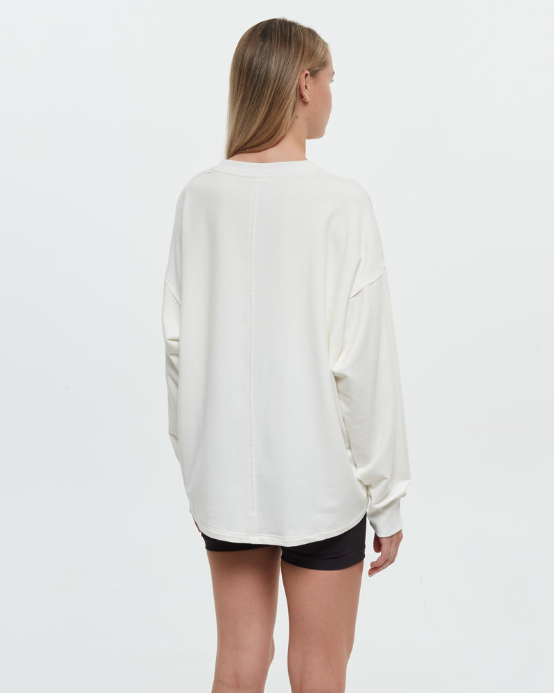 Oatmeal-Ribbed-Crew-Neck-Oversized-Fleece-Sweatshirt