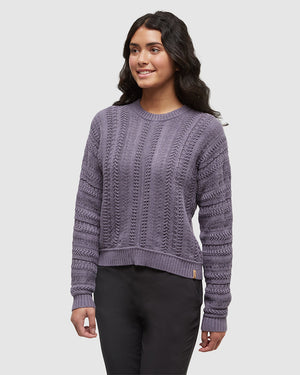 Purple-Regular-Cotton-Yarn-Sweater *Model is 5'9", wearing size S